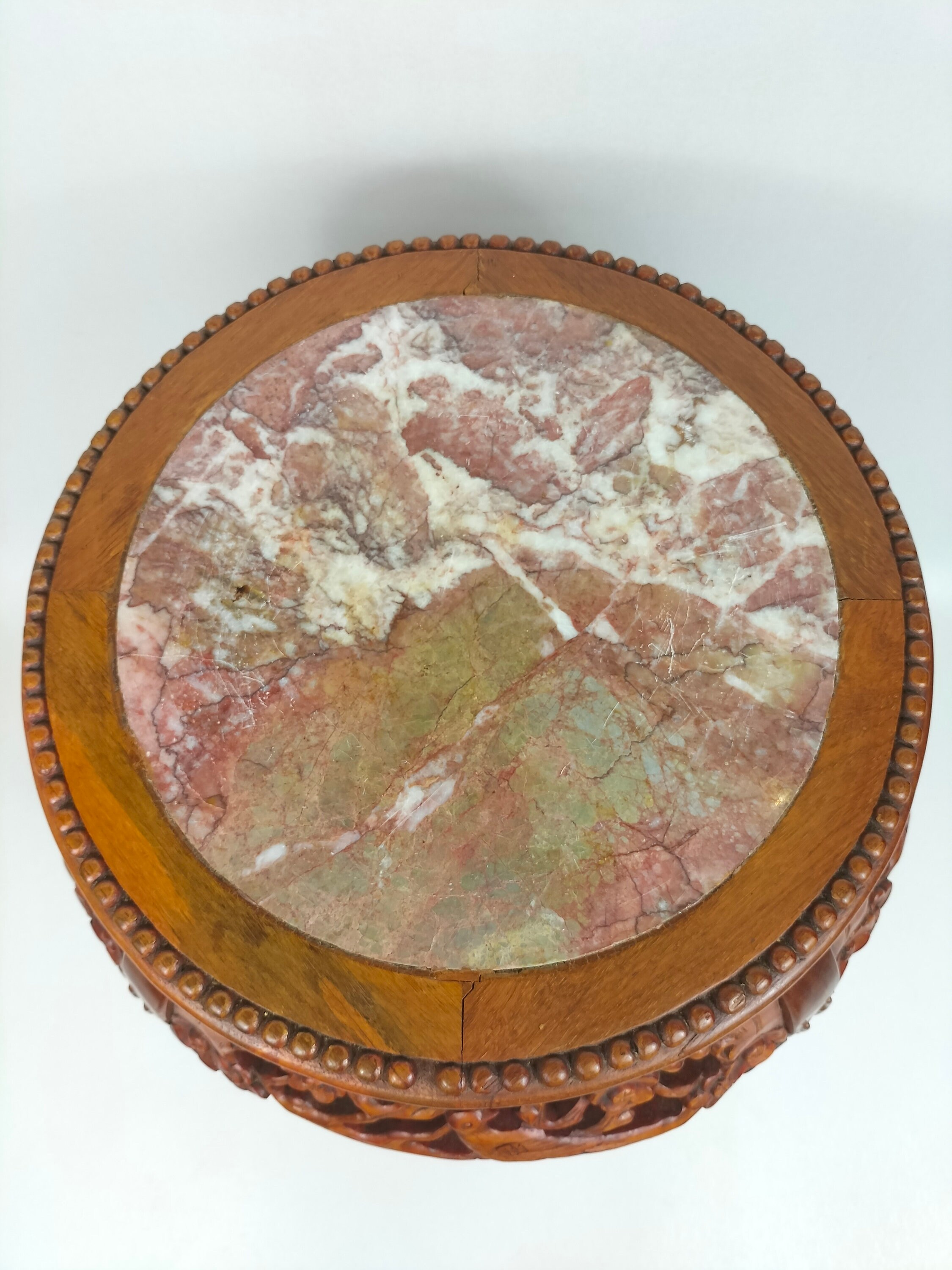 Chinese Wooden Side Table Inlaid With Marble Top // Mid 20th Century Etsy