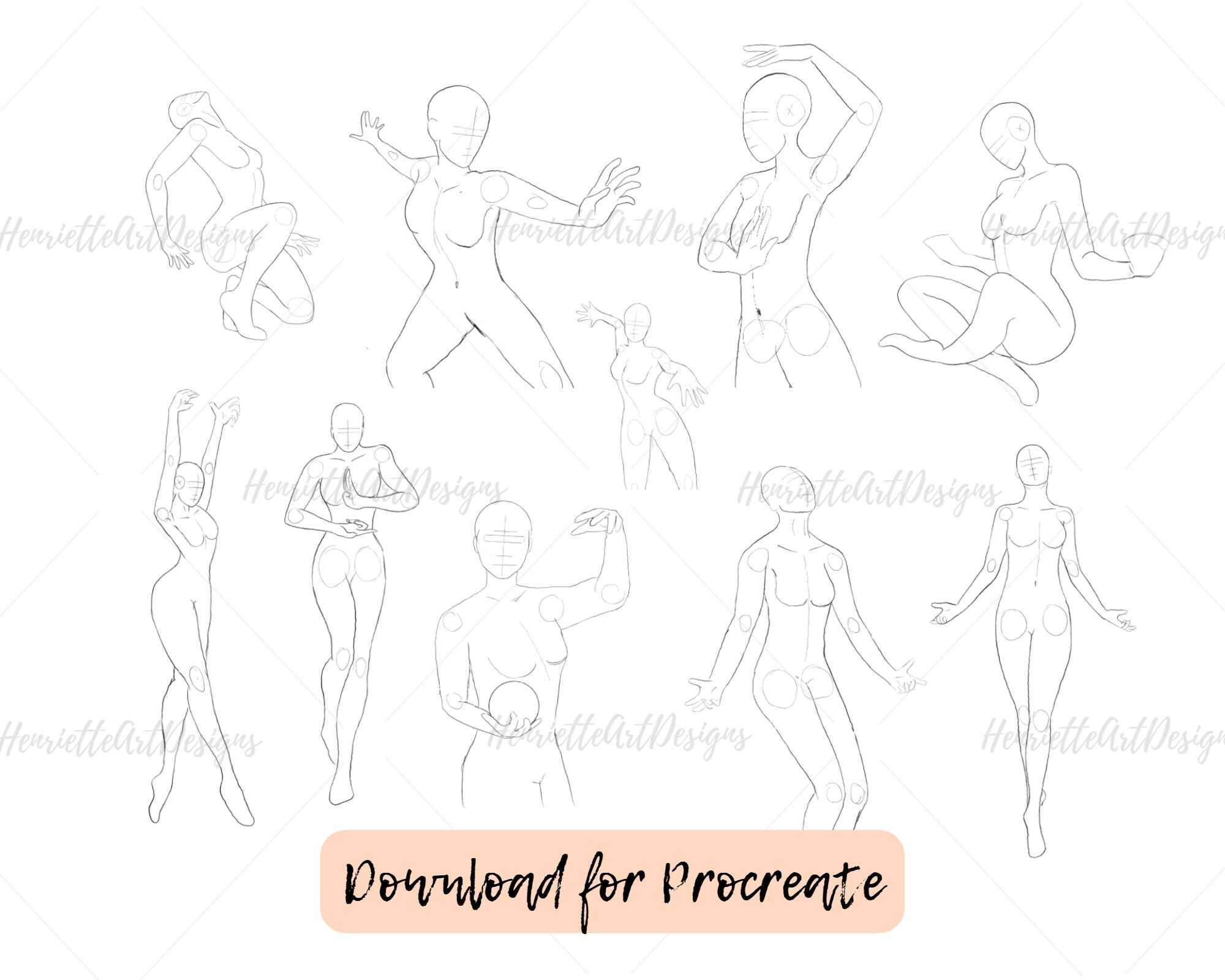 10 Dynamic Magic Poses Stamps for Procreate on Ipad. Create Artworks ...