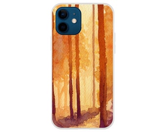 Sunset watercolor artwork phone case for iPhone and Samsung phones. Colorfull and strong image