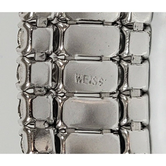 WEISS Silver Tone Cuff Bracelet Rhinestones 1951 … - image 5