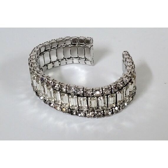 WEISS Silver Tone Cuff Bracelet Rhinestones 1951 … - image 3
