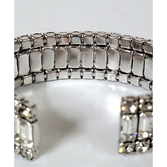 WEISS Silver Tone Cuff Bracelet Rhinestones 1951 … - image 4