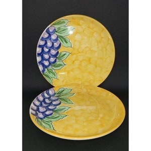 Studio Nova Grapes Frulos Hand Painted Dinner Plates Portugal Set of 2