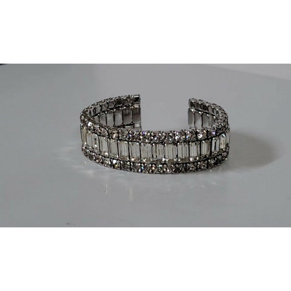 WEISS Silver Tone Cuff Bracelet Rhinestones 1951 … - image 6