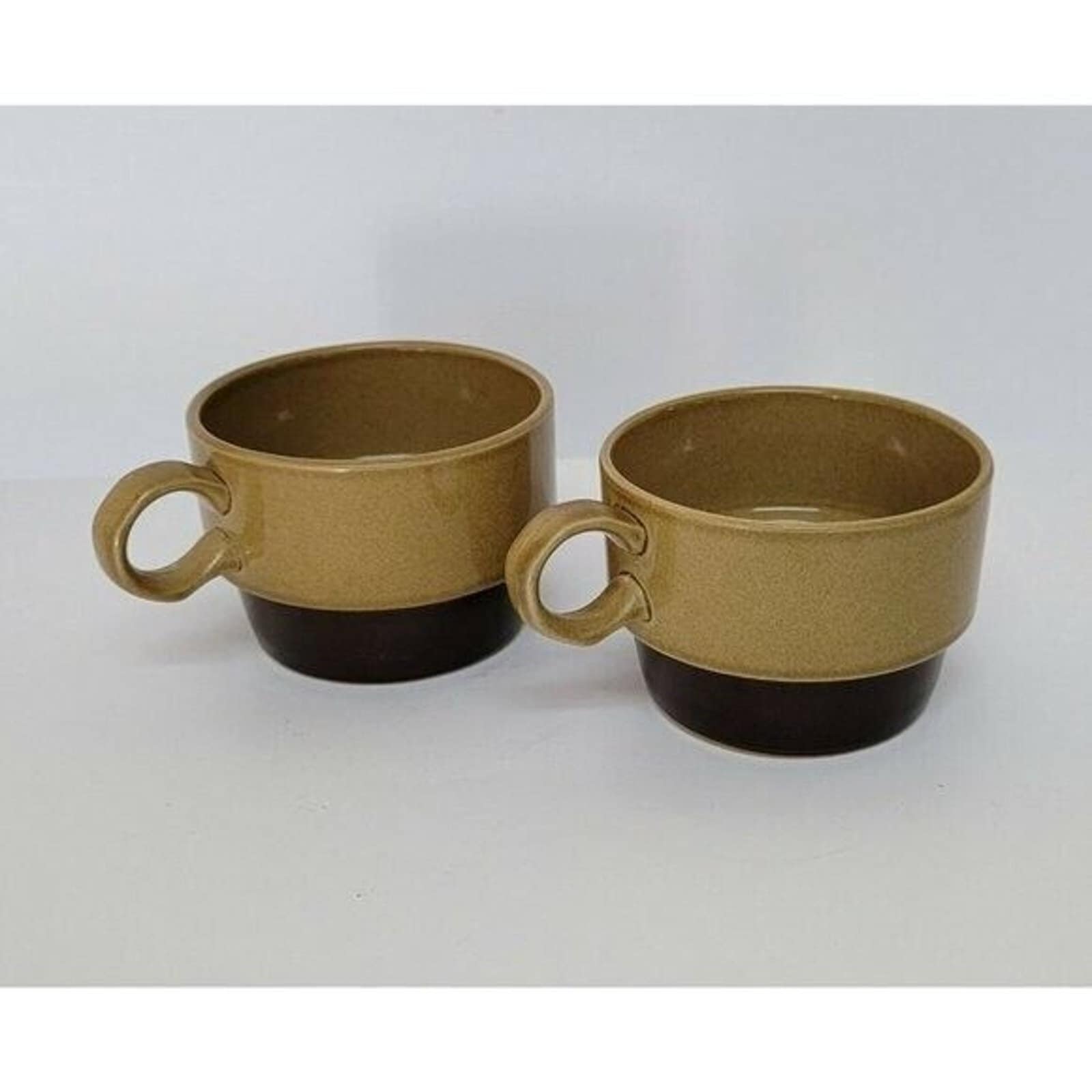 VTG Genuine EKCO Eterna Stoneware CANOE Flat Coffee Cups 1102 Set