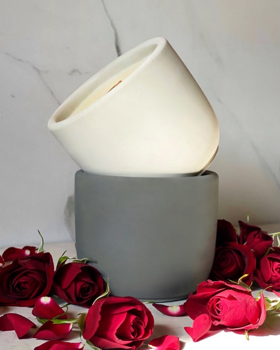 Valentine Rose Concrete Candle