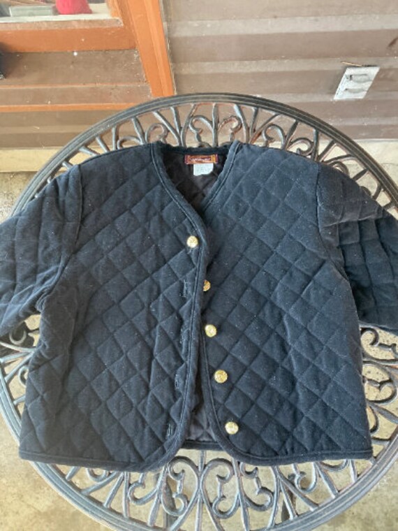 Black quilted vintage jacket - 80s - image 4