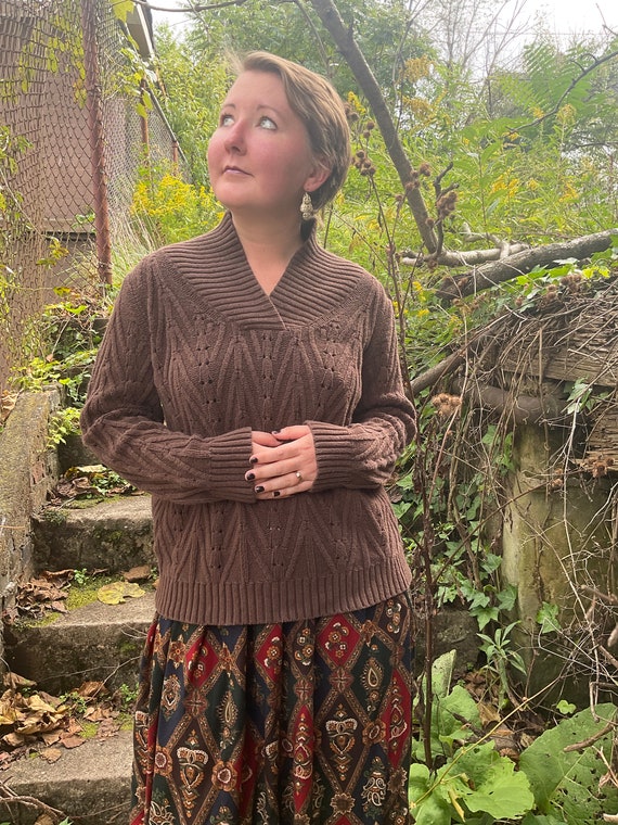 Brown Knit Sweater - Vintage 90s - image 1