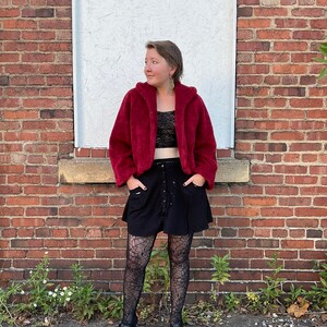 Burgundy Faux Fur Vintage Jacket 80s image 5