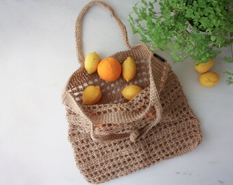 Zero Waste Big Natural Crochet Market bag | Jute Bag | Beach Bag | Eco-friendly Bag | Handmade Gift
