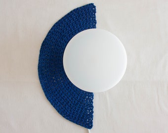 Handmade Crochet Wall Lamp Half-Moon | Wabi Sabi Decor | Minimalistic Wall Lamp | Japandi Decor | Cocoon Lamp | Handmade Lamp