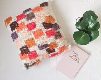 Boho Crochet Pillow Franjas – Warm Colors | Home Decor | Colorful Home Decor | Fun Home Decor | Boho Home Decor