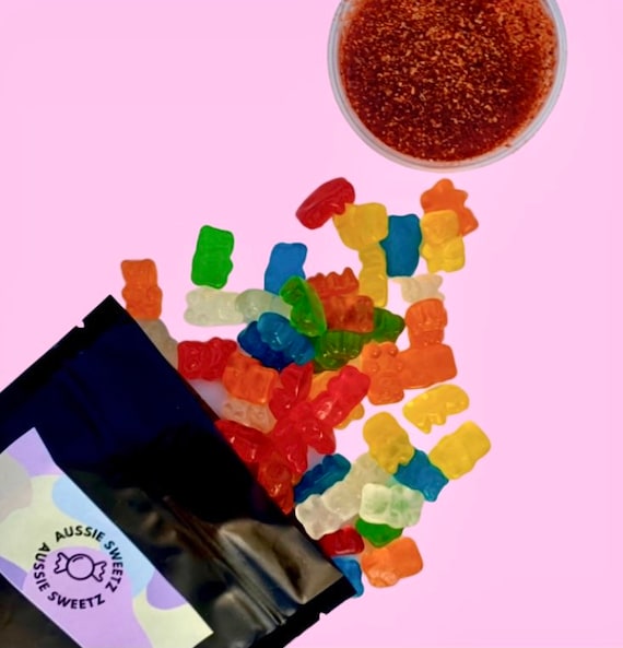 Gummy Bears CHAMOY Lollies Candy with Chamoy dip and Tajin Etsy