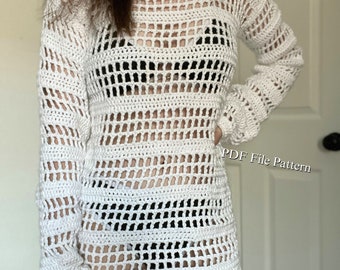 Crochet Swimsuit Cover Up Pattern PDF Bikini Dress Summer Crochet Custom Pattern for Women Beach Swimwear Top Festival Crocheted Dress