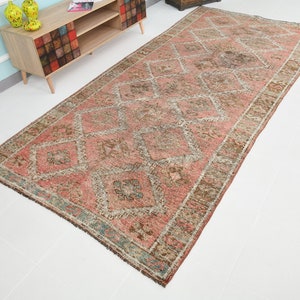 Persian Vintage Runner Rug 5x11, Vintage Runner Rug, Turkish Rug, One of a Kind, Oushak rug, 5x11 Runner Rug, Anatolian Rug, Vintage Runner