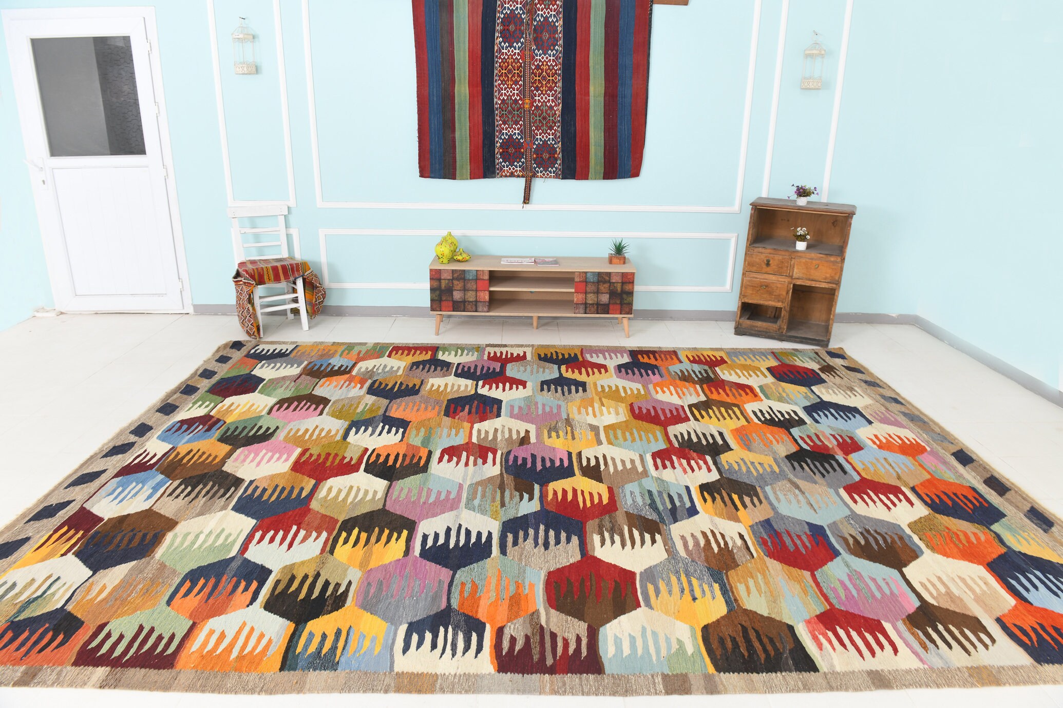 12x15 Living Room Rug, 12x15 Vintage Area Rug, 12x15 Oversize Turkish