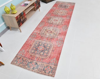 Vintage Runner Rug 3x11, Turkish Runner Rug, Hallway Rug, Step Rug, Antique Tapestry, Farmhouse Decor, Rustic Home Decor, 3x11 Runner Rug