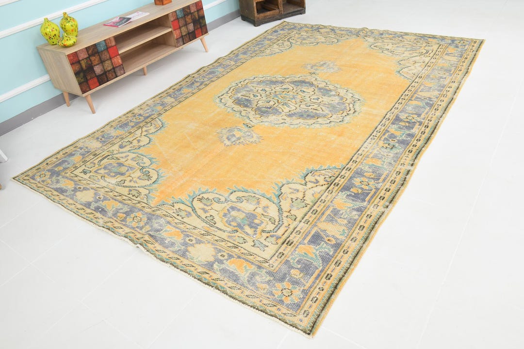 Large Turkish Rug 7x10 Oversize Antique Turkish Rug, Floral Medallion Rug, Large Turkish ...