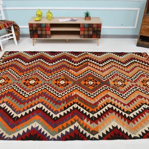 6x9 Turkish Kilim Rug, 6x10 Vintage Kilim Rug, Oversize Kilim Rug, 6x9 Area Rug, Ethnic Pattern Rug, Tribal Rug, Moroccan Style, 6x9 Kilim