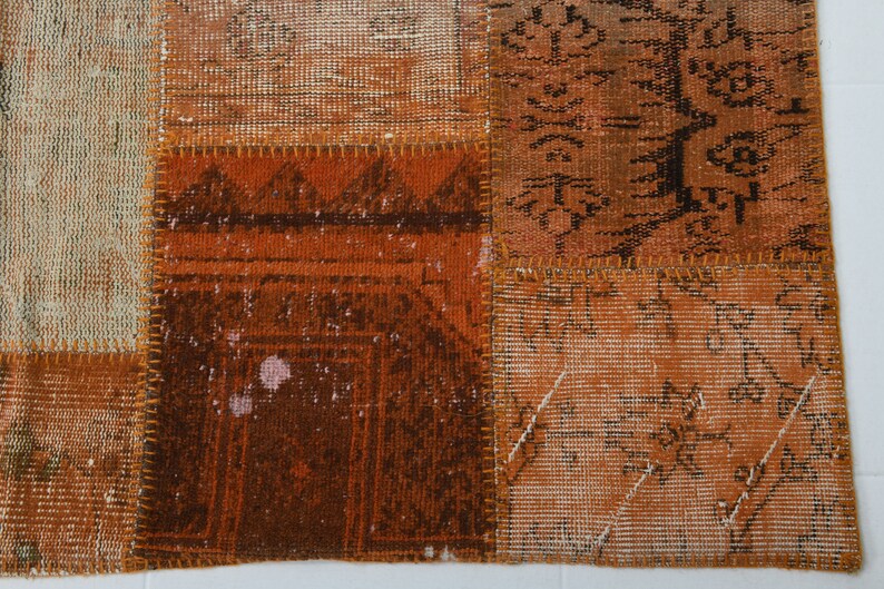 6x8 Copper Vintage Bedroom Rug, Turkish Eclectic Handmade Soft Wool ...