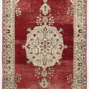 Antique Turkish Area Rug 4x8, Medallion Rug, Red, Gold, Victoeian Style Rug, 4x8 Vintage Turkish Rug, Handmade Home Decor, Living Room Rug