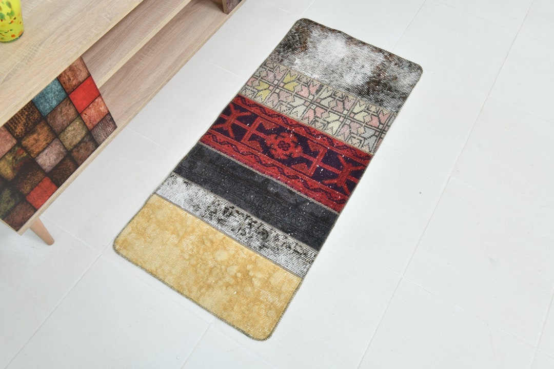 2x4 Vintage Small Bathroom Rug Handwoven Turkish Soft Wool Etsy