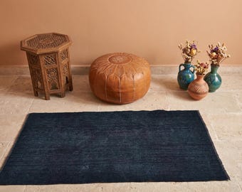Distressed Turkish Runner Rug – Vintage Hand Knotted Wool Rug, 4'6 x 2'3 ft