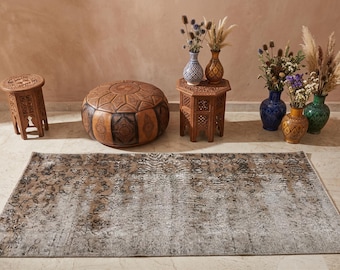 Oushak Style Vintage Rug – Hand Knotted Wool Runner Rug, 5'6 x 2'2 ft