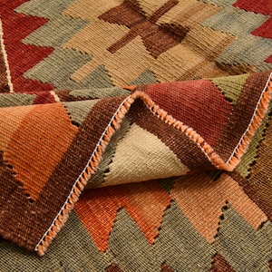 7x12 Vintage Kilim Rug, Turkish Pastel Color Rug, 7x12 Rustic Home Decor, Traditional Rug, Moroccan Style Rug, Geometric Pattern 7x12