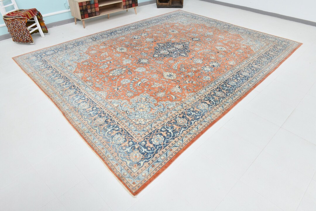 10x12 Floral Persian Area Rug 10x12 Large Vintage Living Room Etsy
