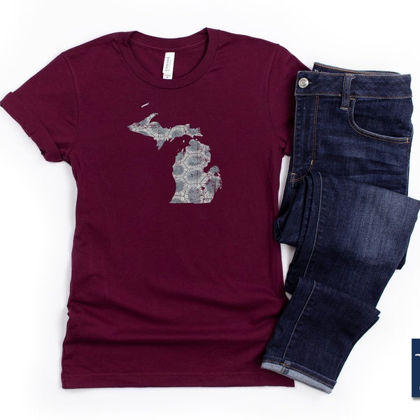 Camisa Michigander - Michigan Mitten Regalo - Camiseta State of MI - Ropa Michigan Mojo para mujer - Camiseta para hombres de Great Lakes - Piedra Petoskey