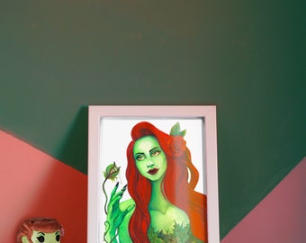 Poison Ivy inspired water-colour painting A4 print