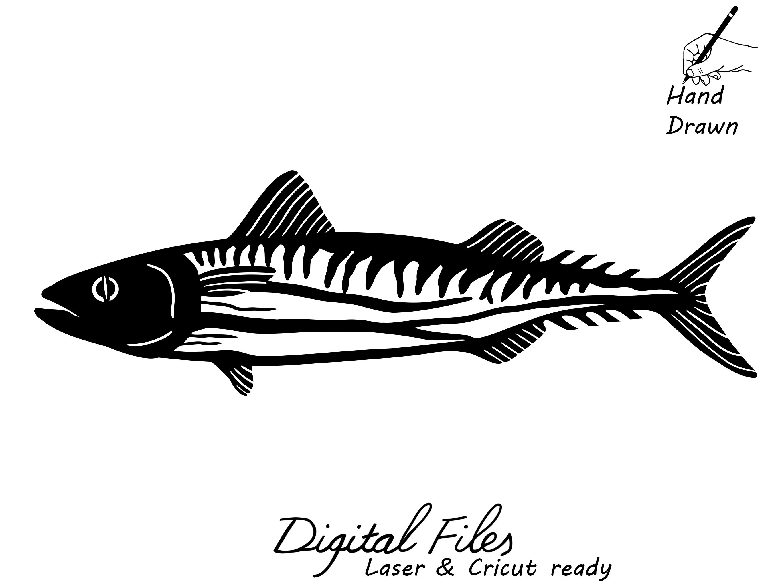 Mackerel Hand Drawn SVG/DXF File for Laser, Cnc Plasma Cut, Cricut