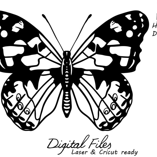 Painted lady butterfly hand drawn SVG clipart, laser cut butterfly, butterfly SVG for cricut, butterfly scroll saw pattern