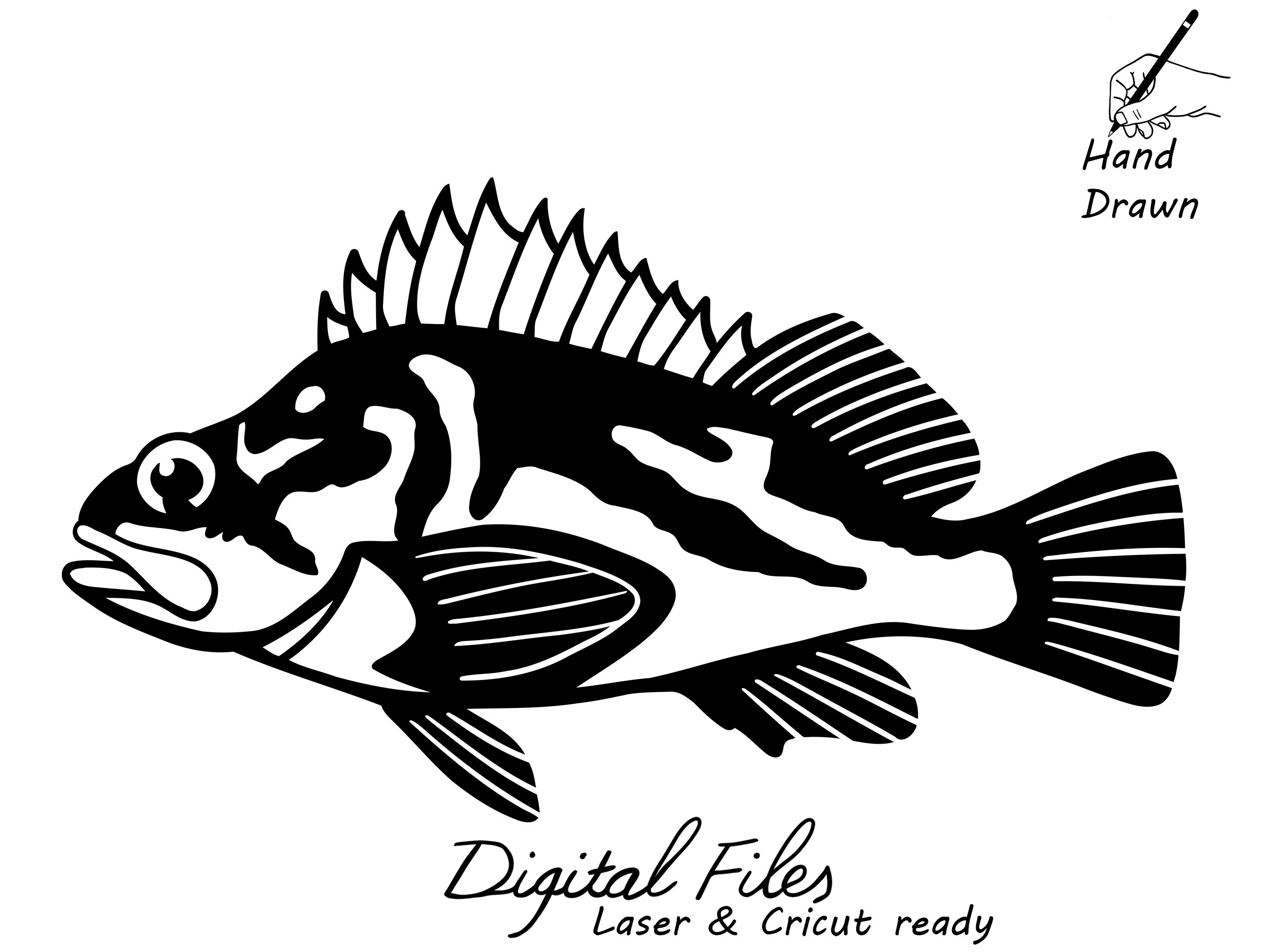 Rockfish Fish Hand Drawn SVG Clipart, Laser Cut Fish DXF, Cnc Plasma