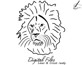 Lion head stencil SVG/DXF vector file for laser cut, cnc router, plasma, Cricut - cutting, engraving, scrollsaw - no islands