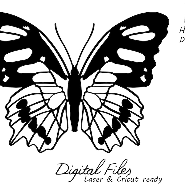 Malachite butterfly hand drawn SVG clipart, laser cut butterfly, butterfly SVG for cricut, butterfly scroll saw pattern