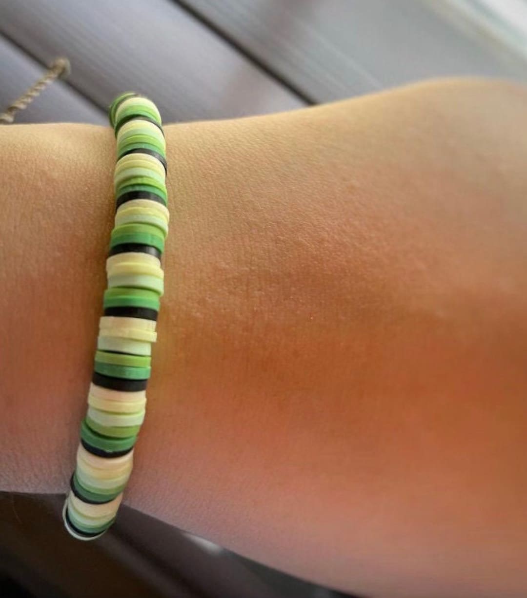Forest Green Clay Bead Bracelethandmade Braceletmade With 6mm Clay Beads 