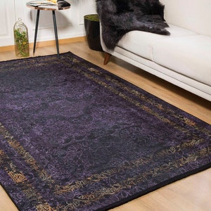 Tapis bohème turc en coton doux et durable, motif aux couleurs vives (lavable en machine, support antidérapant, épaisseur amortie)