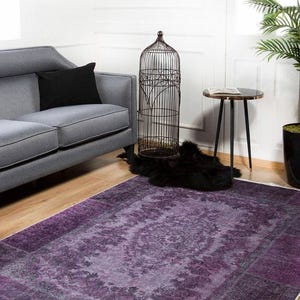 Southwest Rug Boho Vintage Carpet: Purple Moroccan Cotton Design, Non Slip & Machine Washable (Handmade Turkish, Plush Texture)
