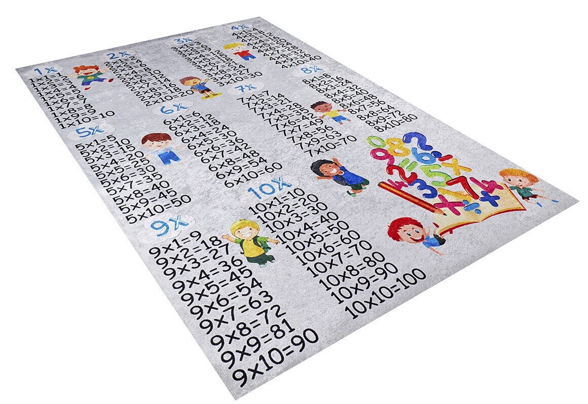 Multiplication Table Patterned Non-slip Based Washable Kids Room Rug - Etsy