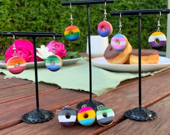 Pride Flag Donut Earrings