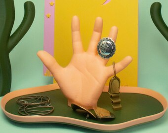 Bandeja de mano para guardar todo: plato para anillos con decoración de dopamina