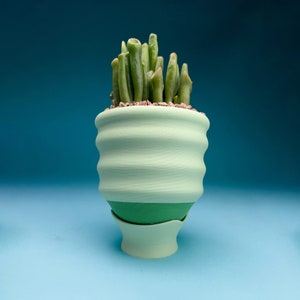 Small Wavy Green Planters Colorful 3 Dopamine Decor Little Maximalist Quirky Cute Fun Pastel Gift image 2