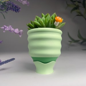 Small Wavy Green Planters Colorful - 3" Dopamine Decor - Little Maximalist Quirky Cute Fun Pastel Gift