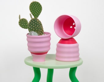 Small Pink Wavy Planter - 3" Curvy 3D Printed Plant Pot