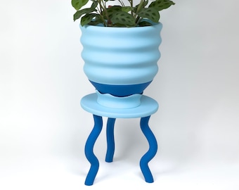 ¡Paquete de ahorro en macetero azul! ~ Macetero + soporte + bandeja de drenaje