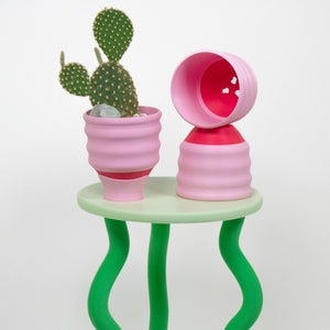 Small Wavy Pink Planters Colorful 3&quot; - Red & Pink 3&quot; Wiggle Small Curvy Succulent Planter