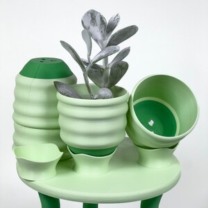 Small Wavy Green Planters Colorful 3 Dopamine Decor Little Maximalist Quirky Cute Fun Pastel Gift image 3