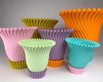 Maceta colorida y divertida con impresión 3D - Diseño original de anémona ecléctica - 6 colores y 4 tamaños